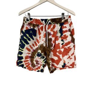 Lira CRTV SCTY Shorts Trunks‎ Mens L Casual Elastic Waist Drawstring Tie Dye